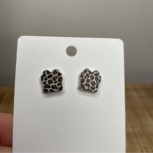Leopard Print Christmas Earrings